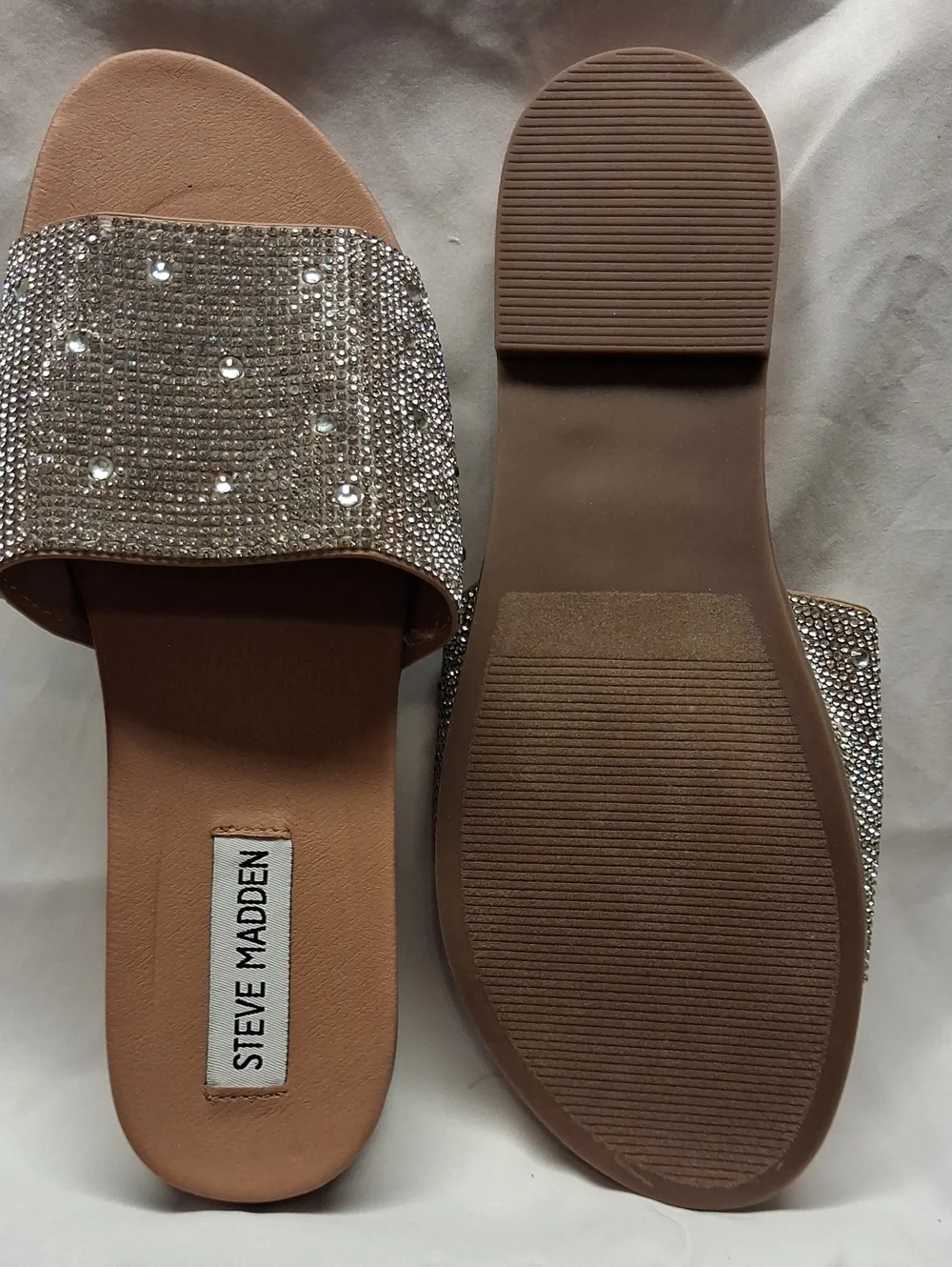 Steve Madden Nude Rhinestone Slide Sandals